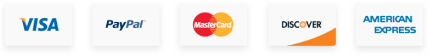 Visa, PayPal, Mastercard, Discover and American Express accepted